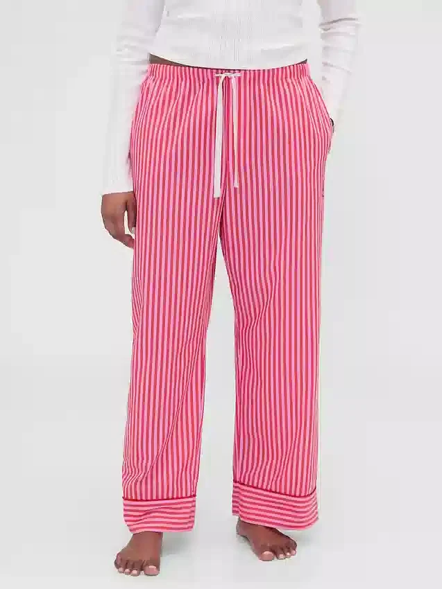 Gap × Summer Fridays: Pantalones de pijama holgados de popelín a rayas