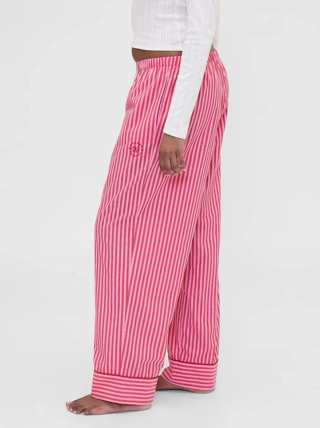 Gap × Summer Fridays: Pantalones de pijama holgados de popelín a rayas