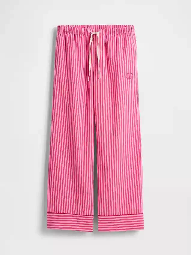 Gap × Summer Fridays: Pantalones de pijama holgados de popelín a rayas