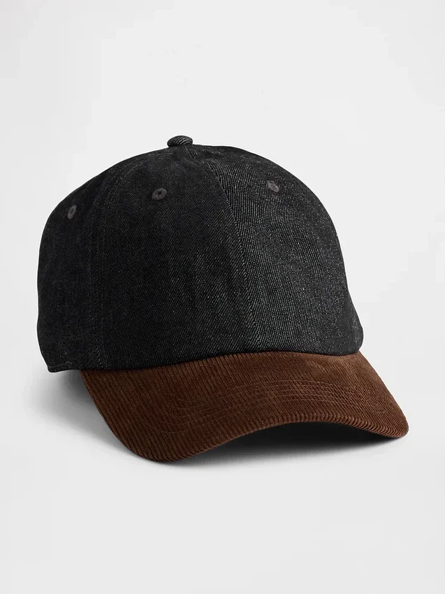 Gorra de béisbol de mezclilla y pana