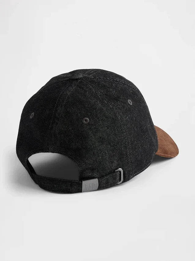 Gorra de béisbol de mezclilla y pana