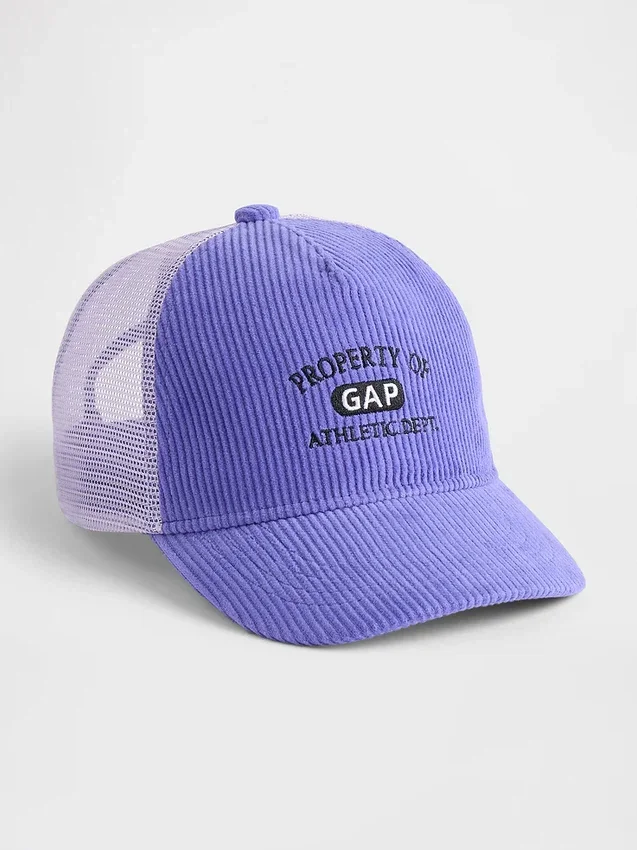 Gorra de camionero de pana para niños con logotipo