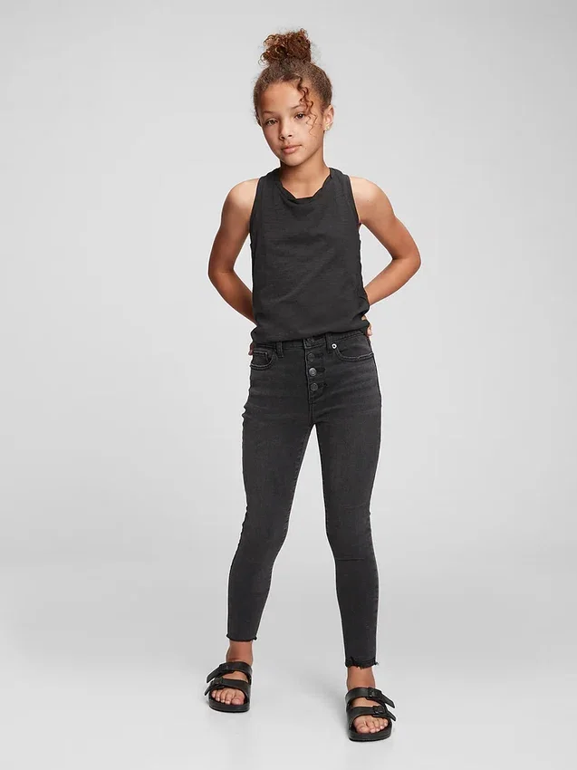 Jeggings de talle alto y efecto desgastado para niños