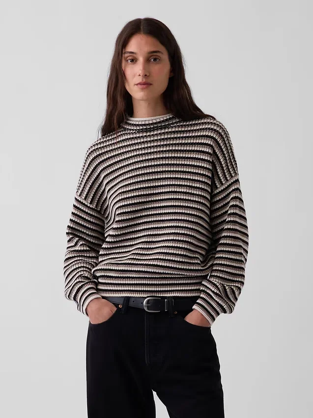 Jerséu de cuello alto oversize 100 % algodón
