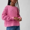 Jerséu de cuello redondo oversize de ganchillo para niños