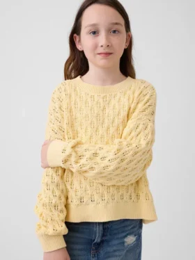 Jerséu de cuello redondo oversize de ganchillo para niños