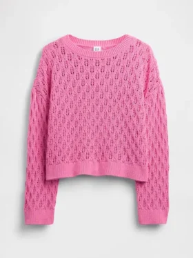Jerséu de cuello redondo oversize de ganchillo para niños