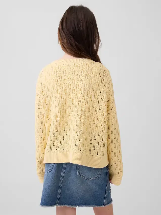 Jerséu de cuello redondo oversize de ganchillo para niños