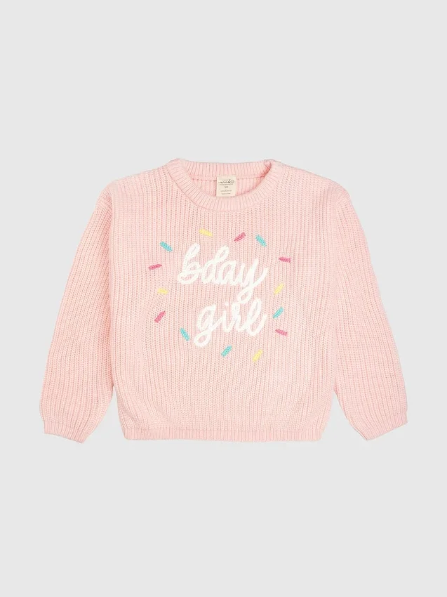 Jerséu de punto con chispas «Sweet Wink Birthday Girl» para niña