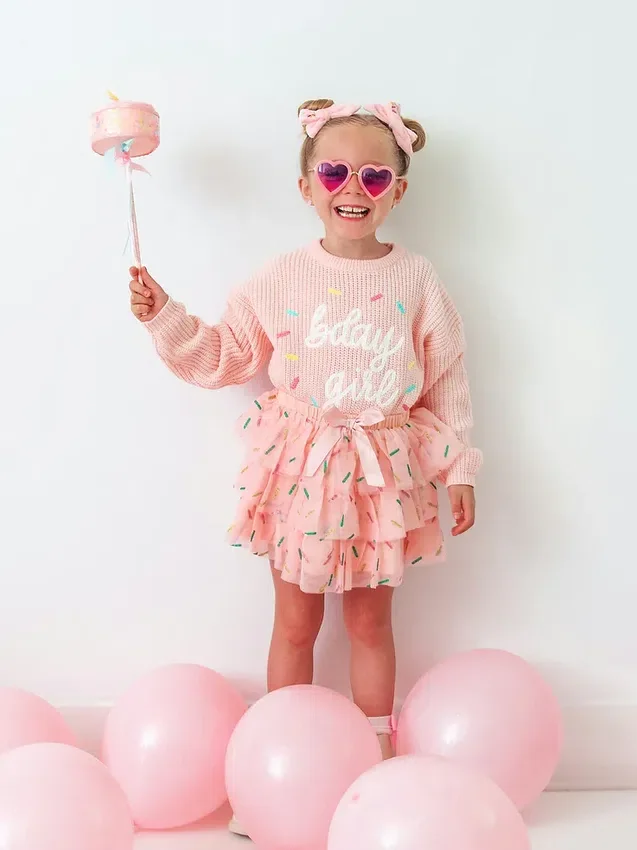 Jerséu de punto con chispas «Sweet Wink Birthday Girl» para niña