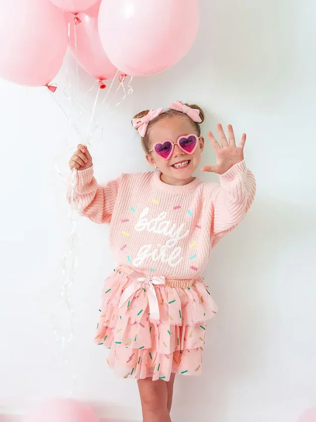 Jerséu de punto con chispas «Sweet Wink Birthday Girl» para niña