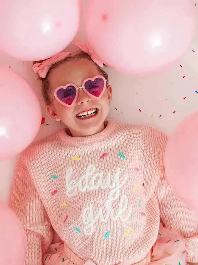 Jerséu de punto con chispas «Sweet Wink Birthday Girl» para niña