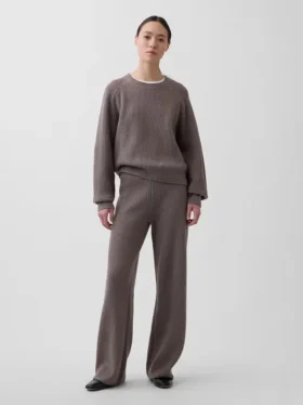 Pantalones de jerséu marrón con punto Shaker de CashSoft