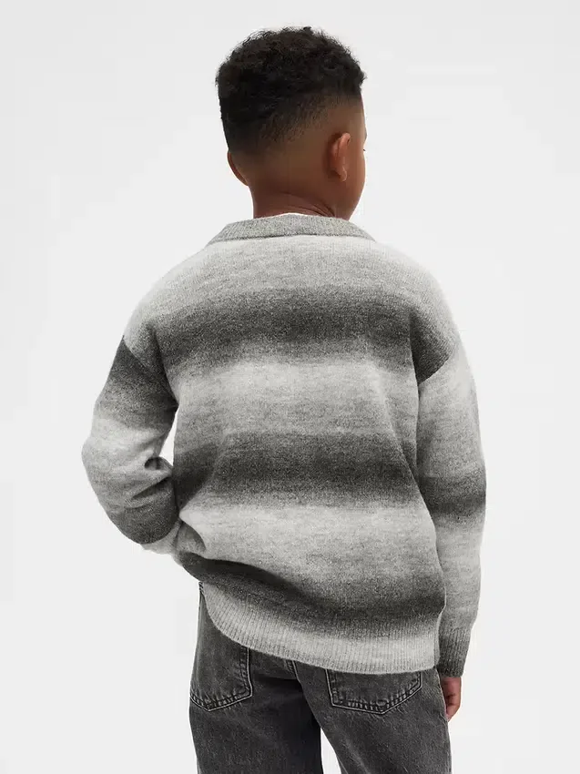 Jerséu holgado de cuello redondo para niños con efecto space-dye
