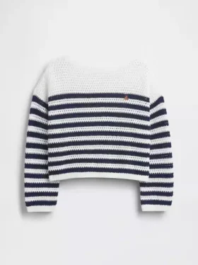 Jerséu infantil de ganchillo oversize a rayas