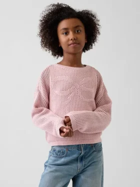 Jerséu infantil de ganchillo oversize con estampado