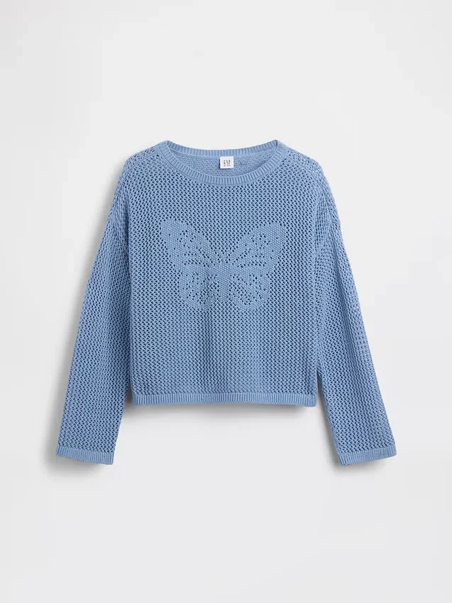 Jerséu infantil de ganchillo oversize con estampado