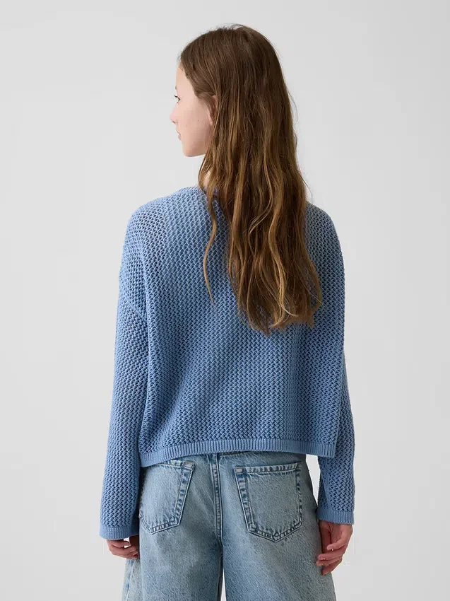 Jerséu infantil de ganchillo oversize con estampado