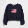 Jerséu infantil de ganchillo oversize con motivos americanos