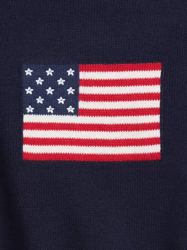 Jerséu infantil de ganchillo oversize con motivos americanos