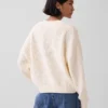 Jerséu oversize de cuello en V con punto Shaker, 100 % algodón