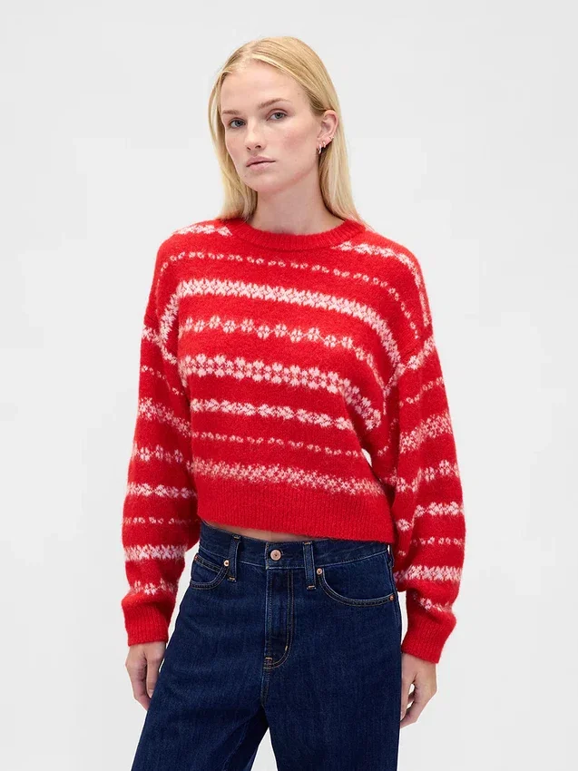 Jerséu oversize de cuello redondo con textura peluda