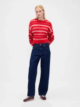 Jerséu oversize de cuello redondo con textura peluda