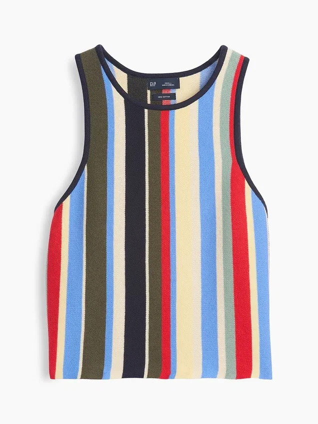 Jerséu sin mangas de algodón 100 % con rayas y cuello halter