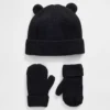 Juego de gorrito y mitones CashSoft con osito para bebés y niños pequeños