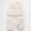 Juego de gorrito y mitones CashSoft con osito para bebés y niños pequeños