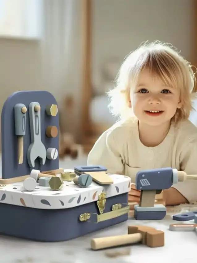 Juego de maletín con banco de trabajo para niños pequeños