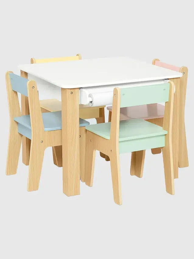 Juego de mesa y 4 sillas para niños pequeños