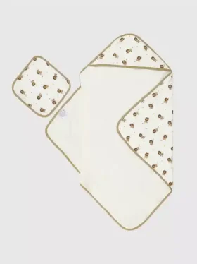 Juego de toalla con capucha de leoncito de bambú