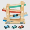 Juguete de madera para niños pequeños: autos de carreras en rampa