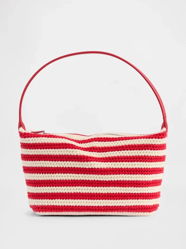 Mini bolso de rayas de ganchillo