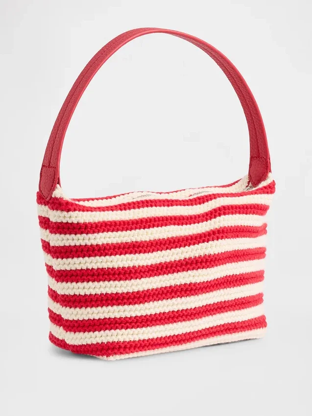 Mini bolso de rayas de ganchillo