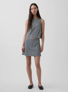 Mini falda-pantalón de mezcla de lino