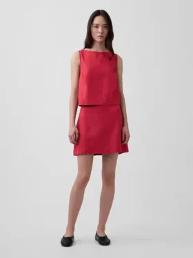 Mini falda-pantalón de mezcla de lino