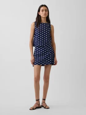 Mini falda-pantalón de mezcla de lino