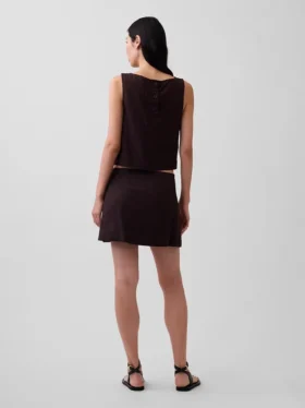Mini falda-pantalón de mezcla de lino