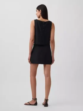 Mini falda-pantalón de mezcla de lino