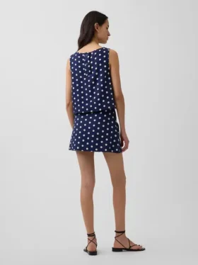 Mini falda-pantalón de mezcla de lino