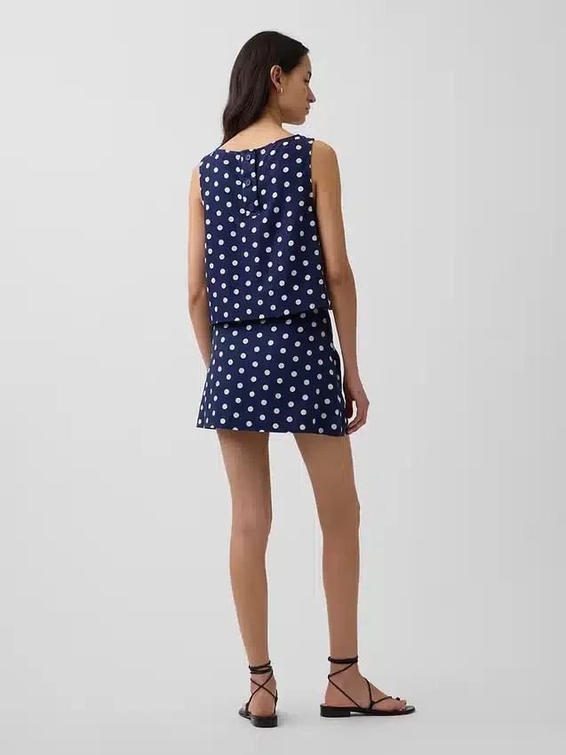 Mini falda-pantalón de mezcla de lino