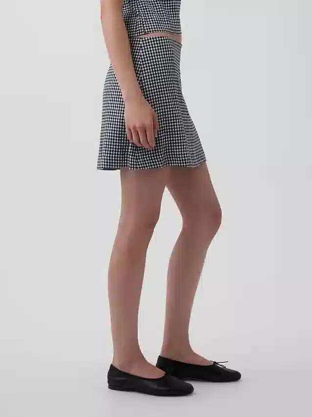 Mini falda-pantalón de mezcla de lino