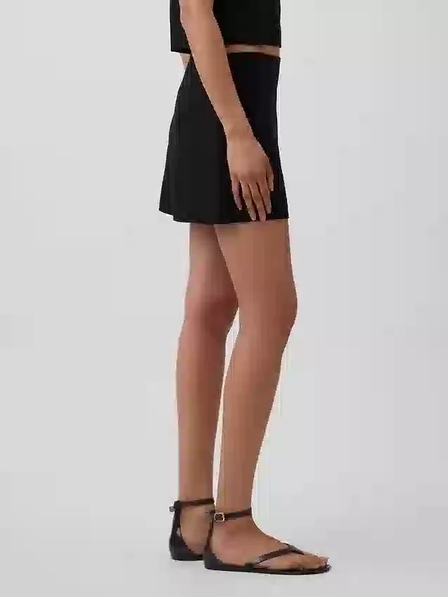 Mini falda-pantalón de mezcla de lino