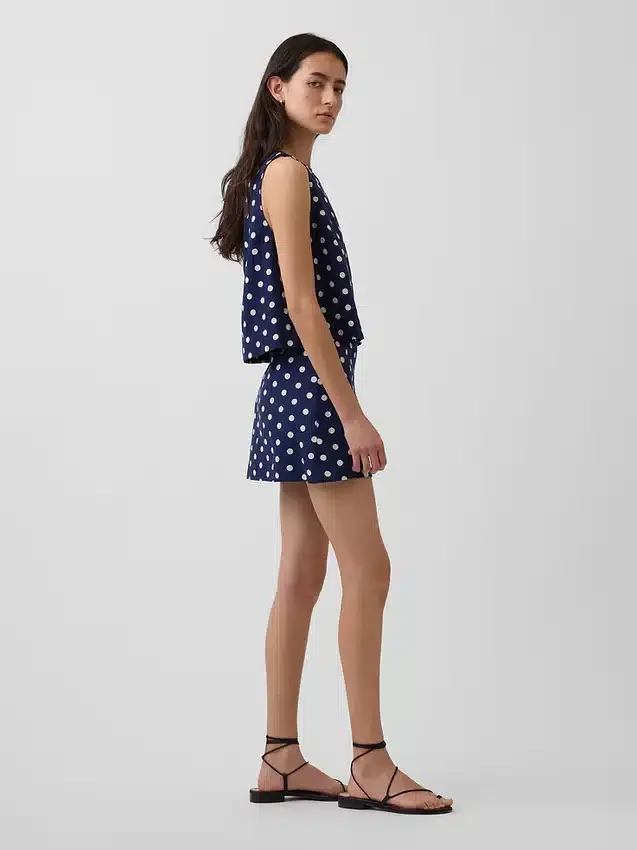 Mini falda-pantalón de mezcla de lino
