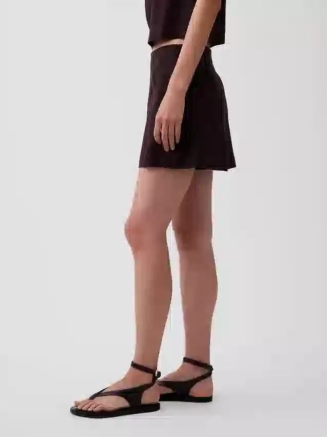 Mini falda-pantalón de mezcla de lino