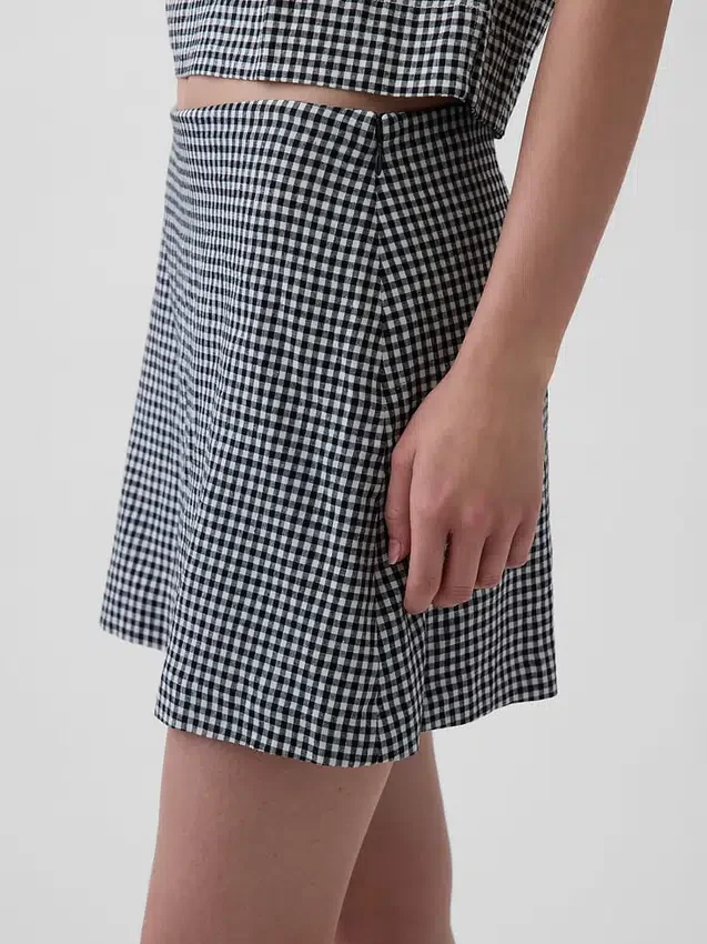 Mini falda-pantalón de mezcla de lino