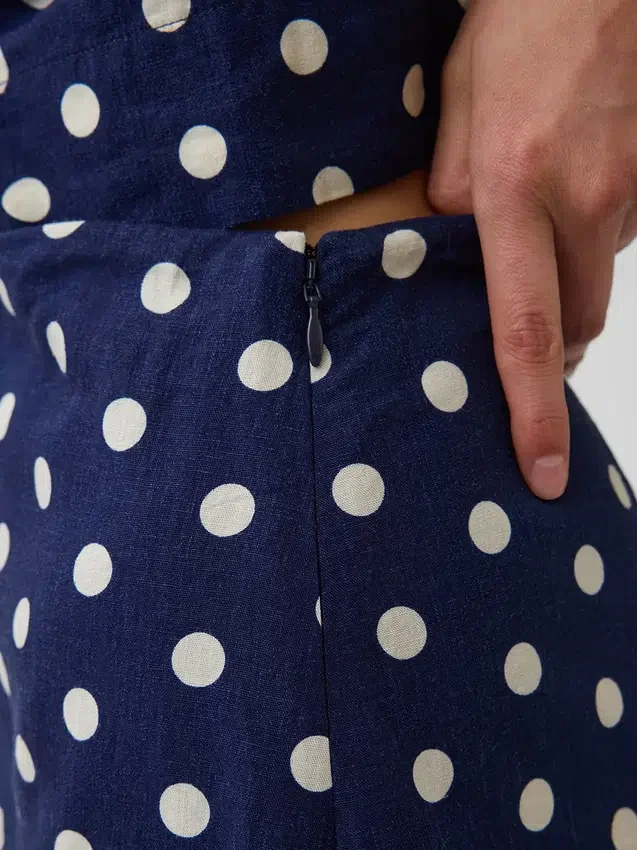 Mini falda-pantalón de mezcla de lino