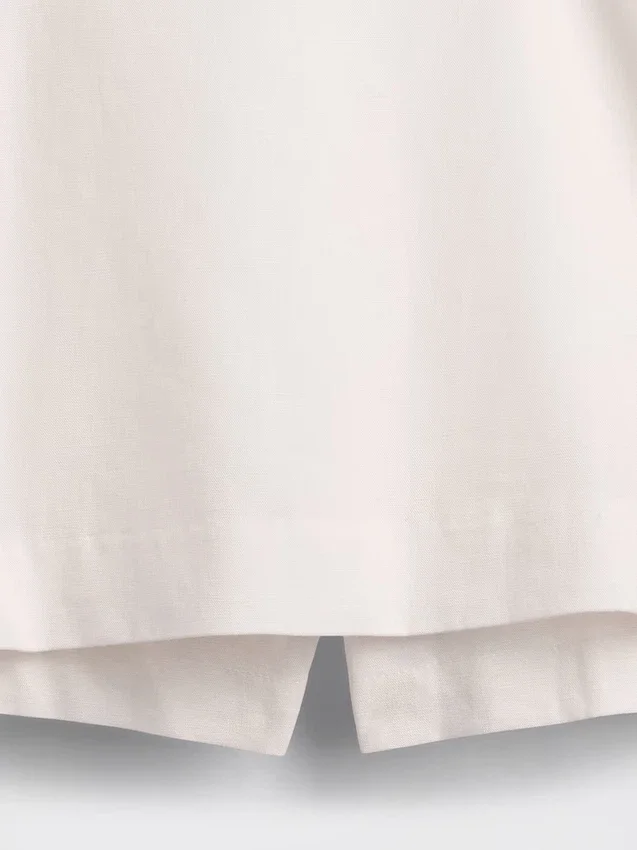 Mini falda-pantalón de mezcla de lino
